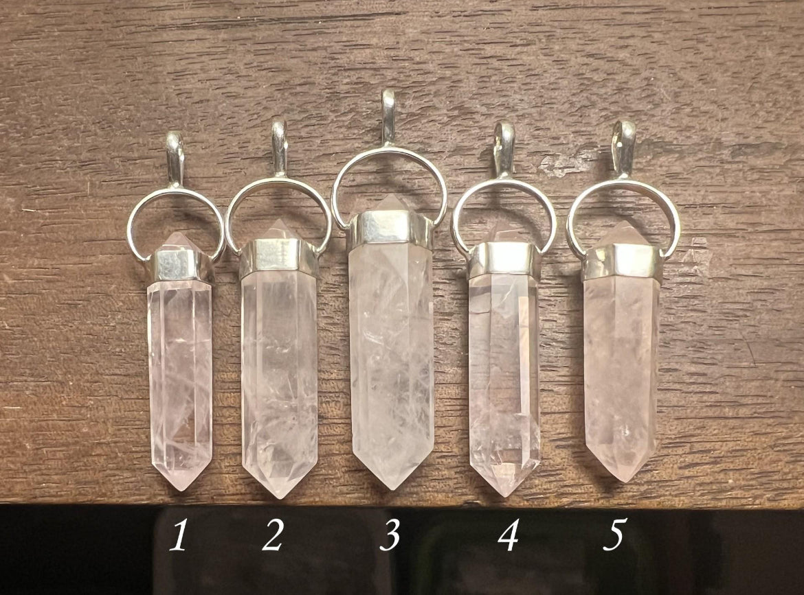 Rose Quartz Crystal Pendant - Gem Realm