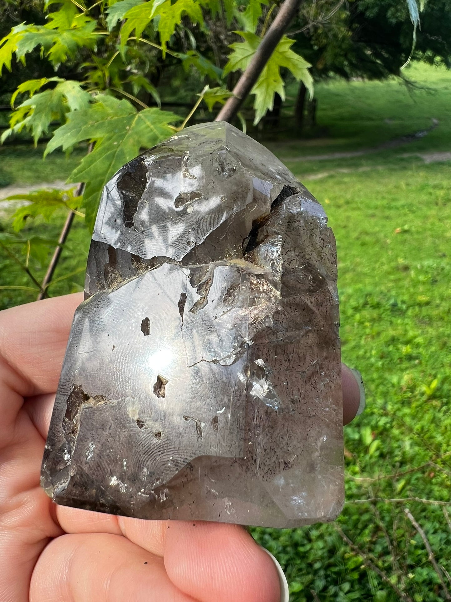 Smoky Quartz Tower with Inclusions