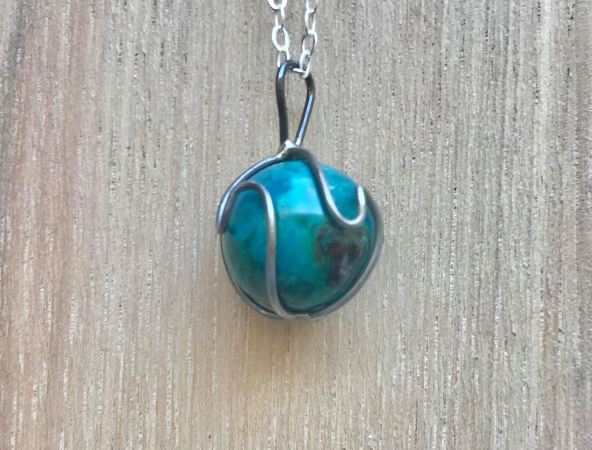 Chrysocolla Sphere Pendant - Gem Realm