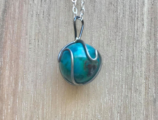 Chrysocolla Sphere Pendant - Gem Realm