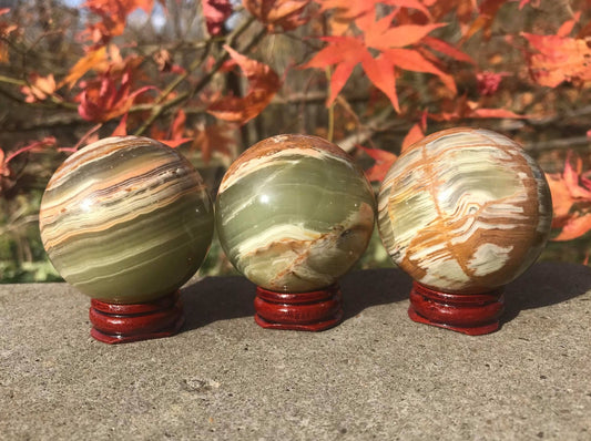 Green Banded Calcite Spheres