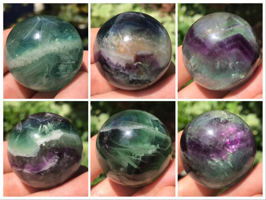 Rainbow Fluorite Spheres - Gem Realm 