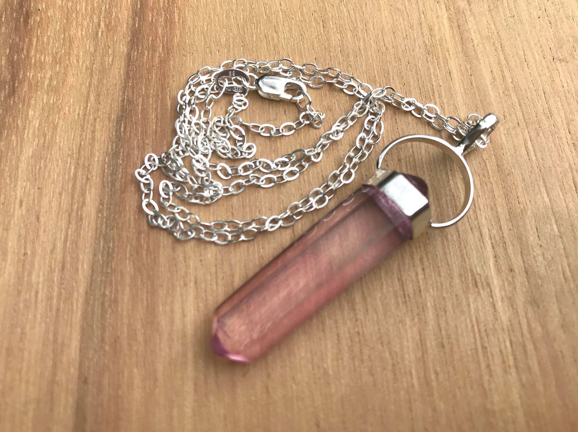 Pink Aura Quartz Pendant - Gem Realm