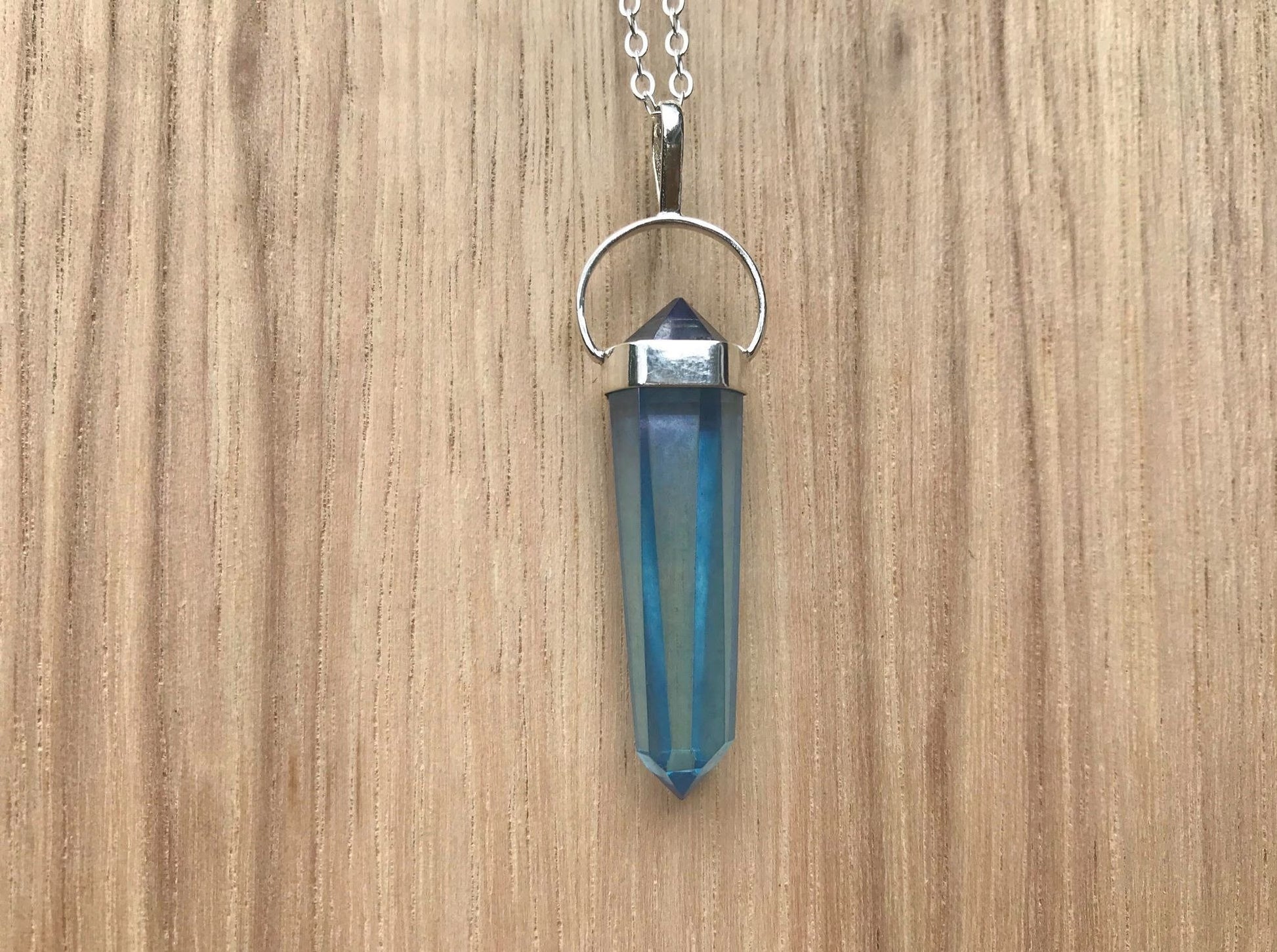 Aqua Aura Quartz Pendant - Gem Realm