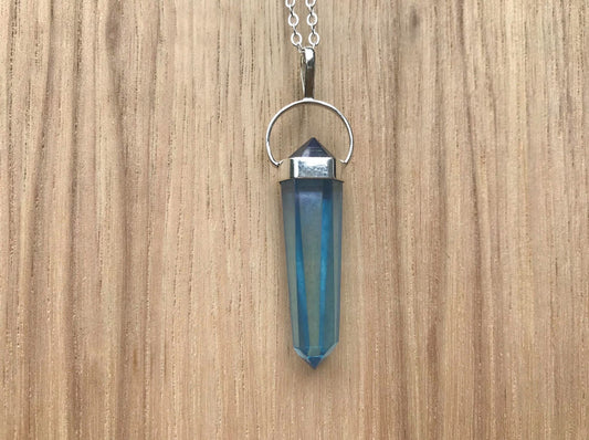 Aqua Aura Quartz Pendant - Gem Realm
