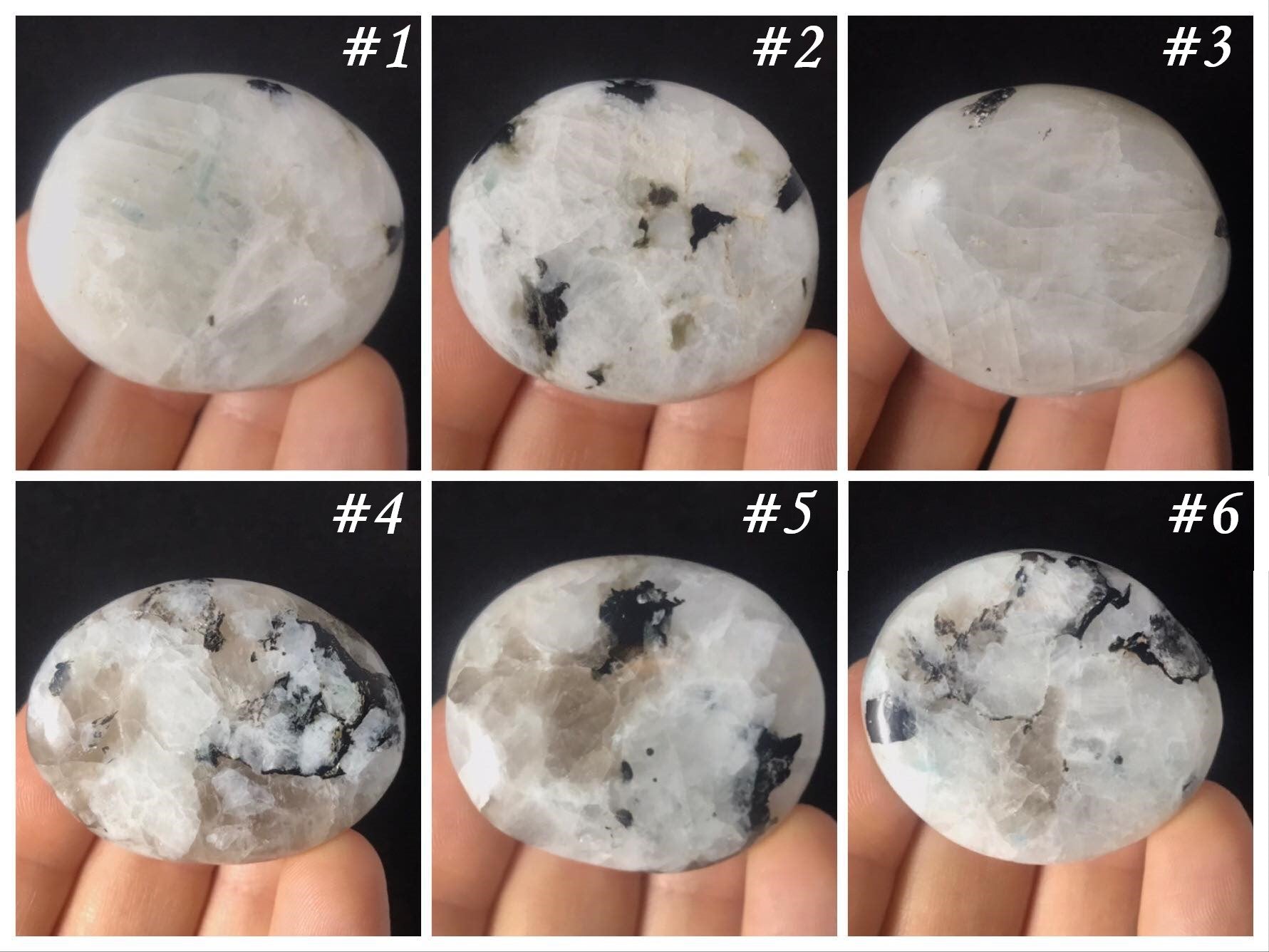Rainbow Moonstone Palm Stones - Gem Realm