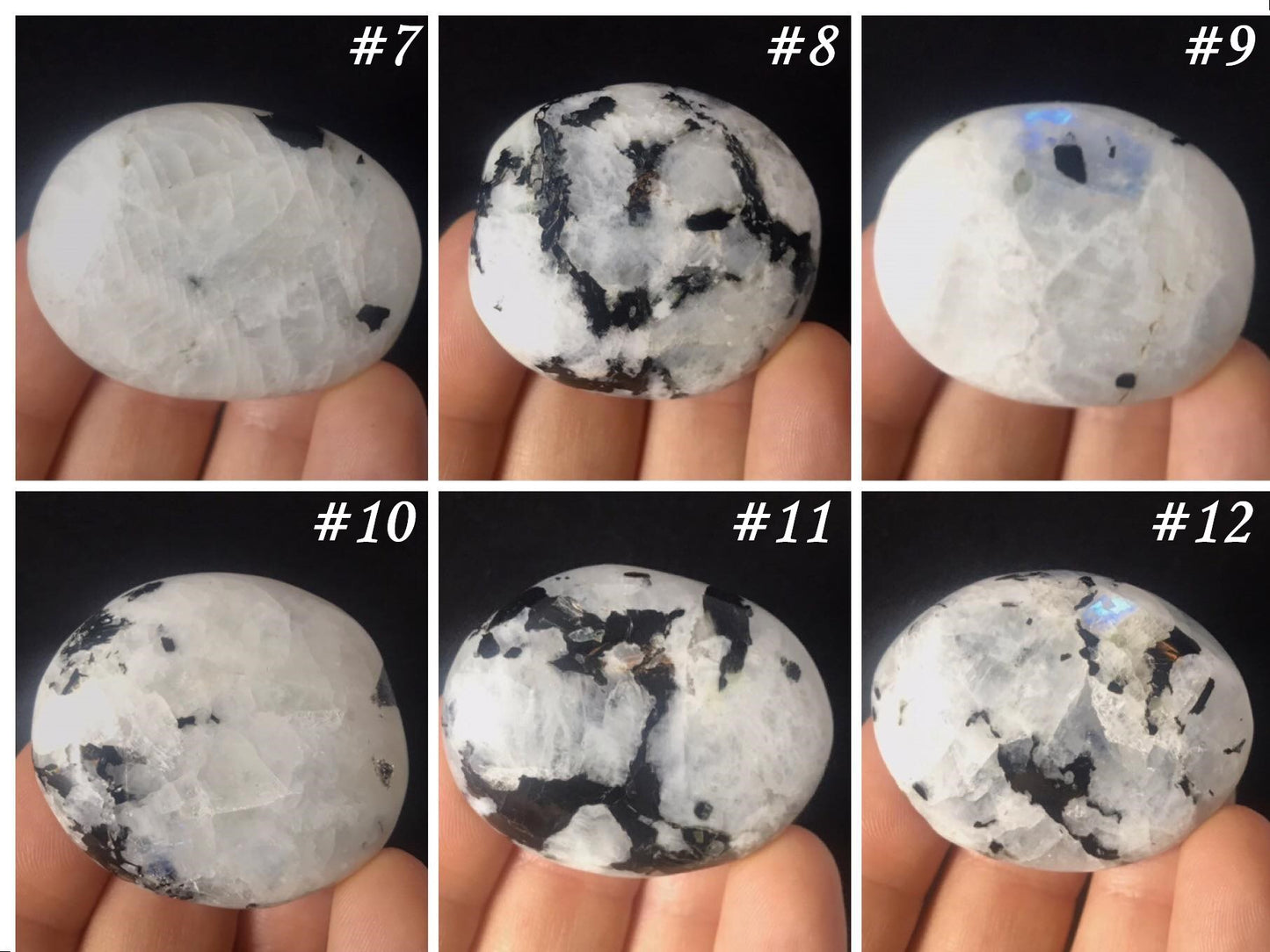 Rainbow Moonstone Palm Stones - Gem Realm