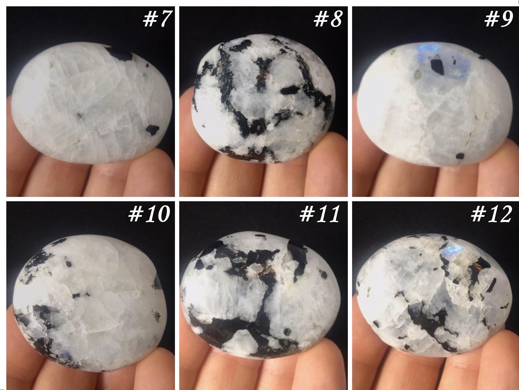 Rainbow Moonstone Palm Stones - Gem Realm