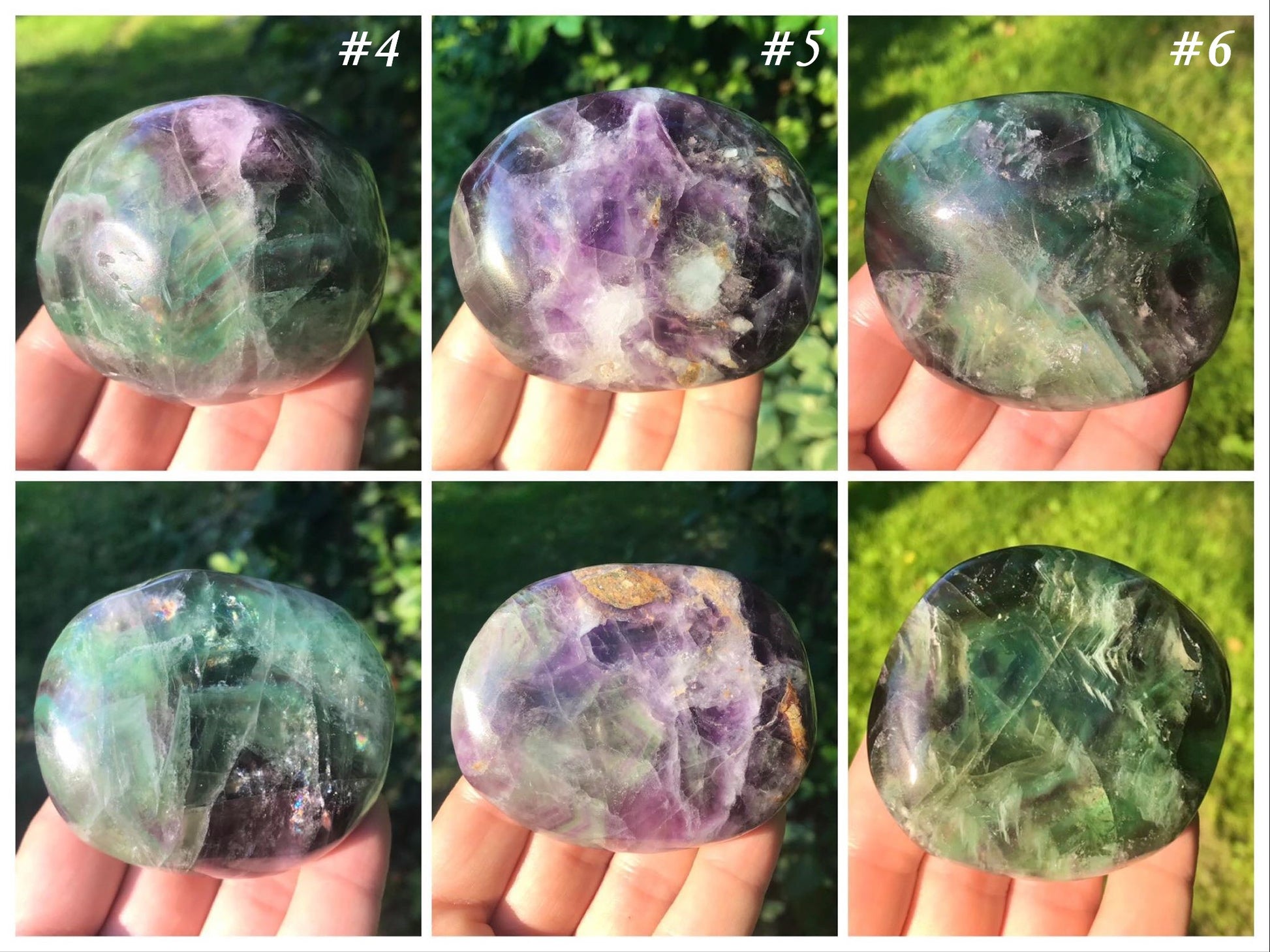 Rainbow Fluorite XXL Tumbled Stones ~ Palm Stones - Gem Realm