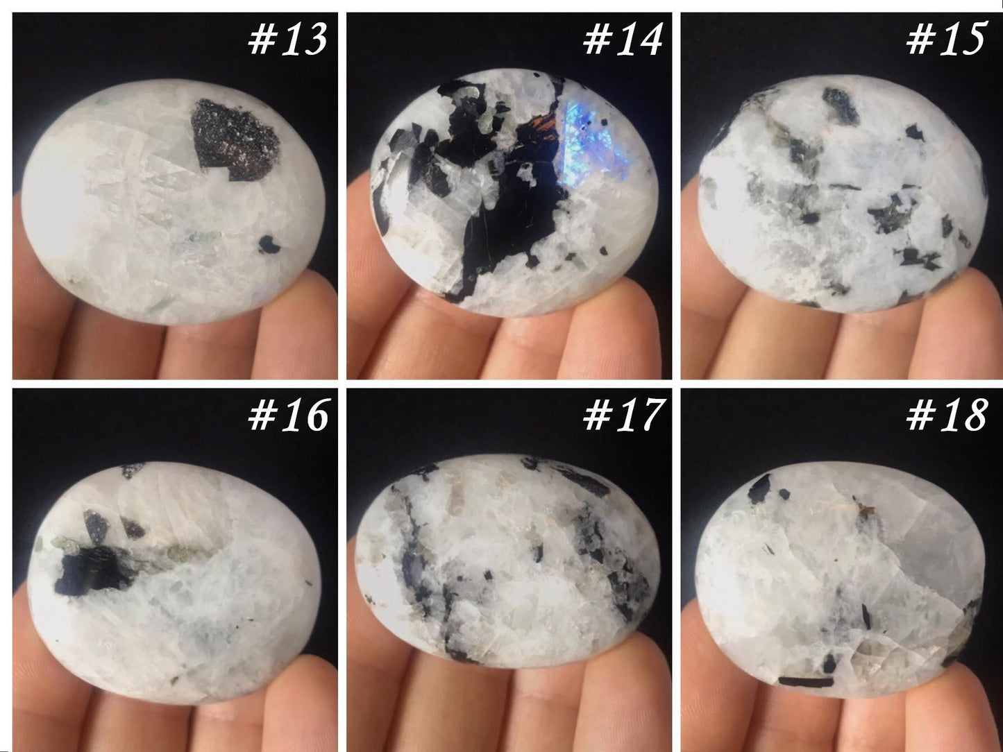 Rainbow Moonstone Palm Stones - Gem Realm