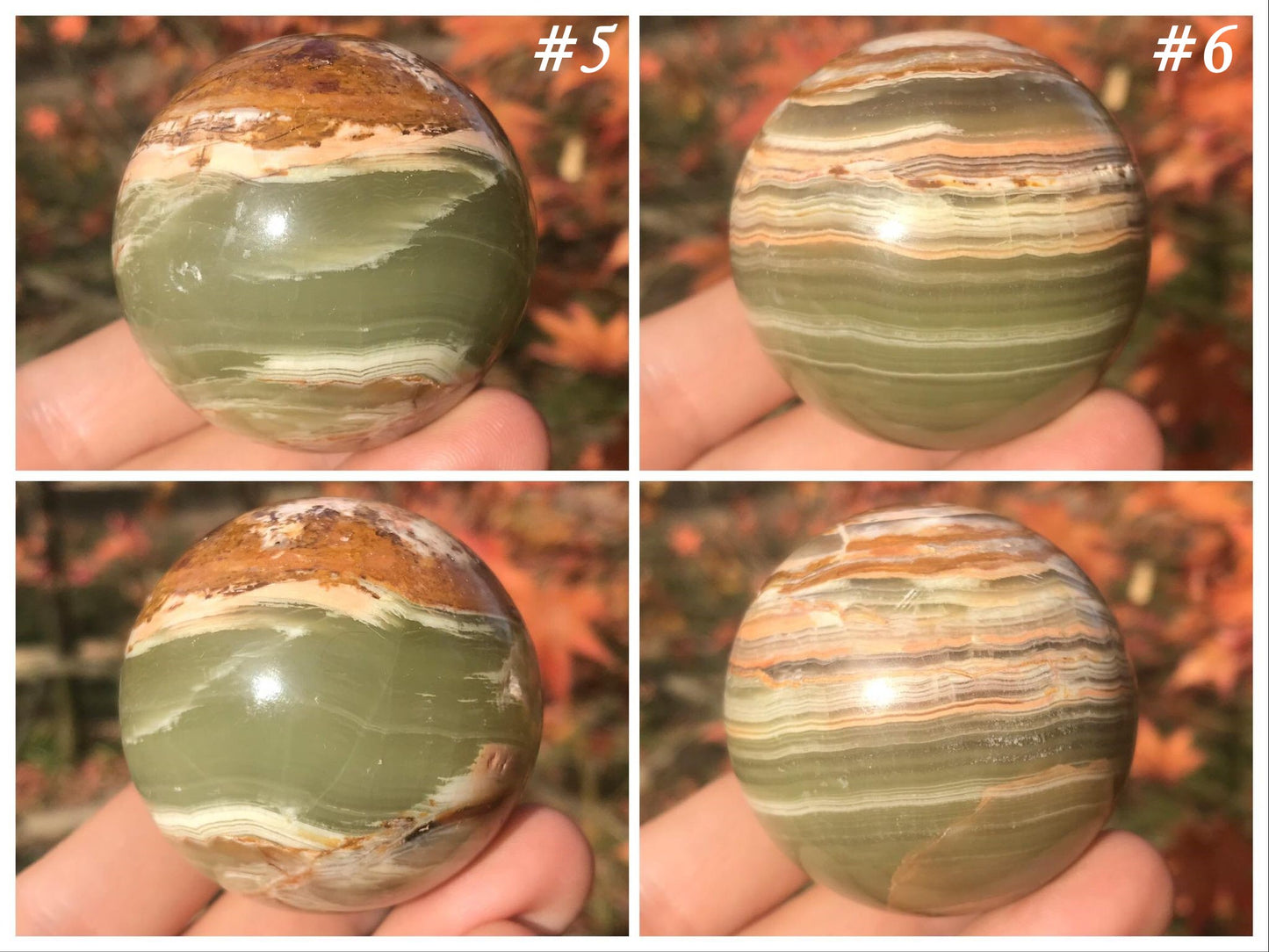 Green Banded Calcite Spheres