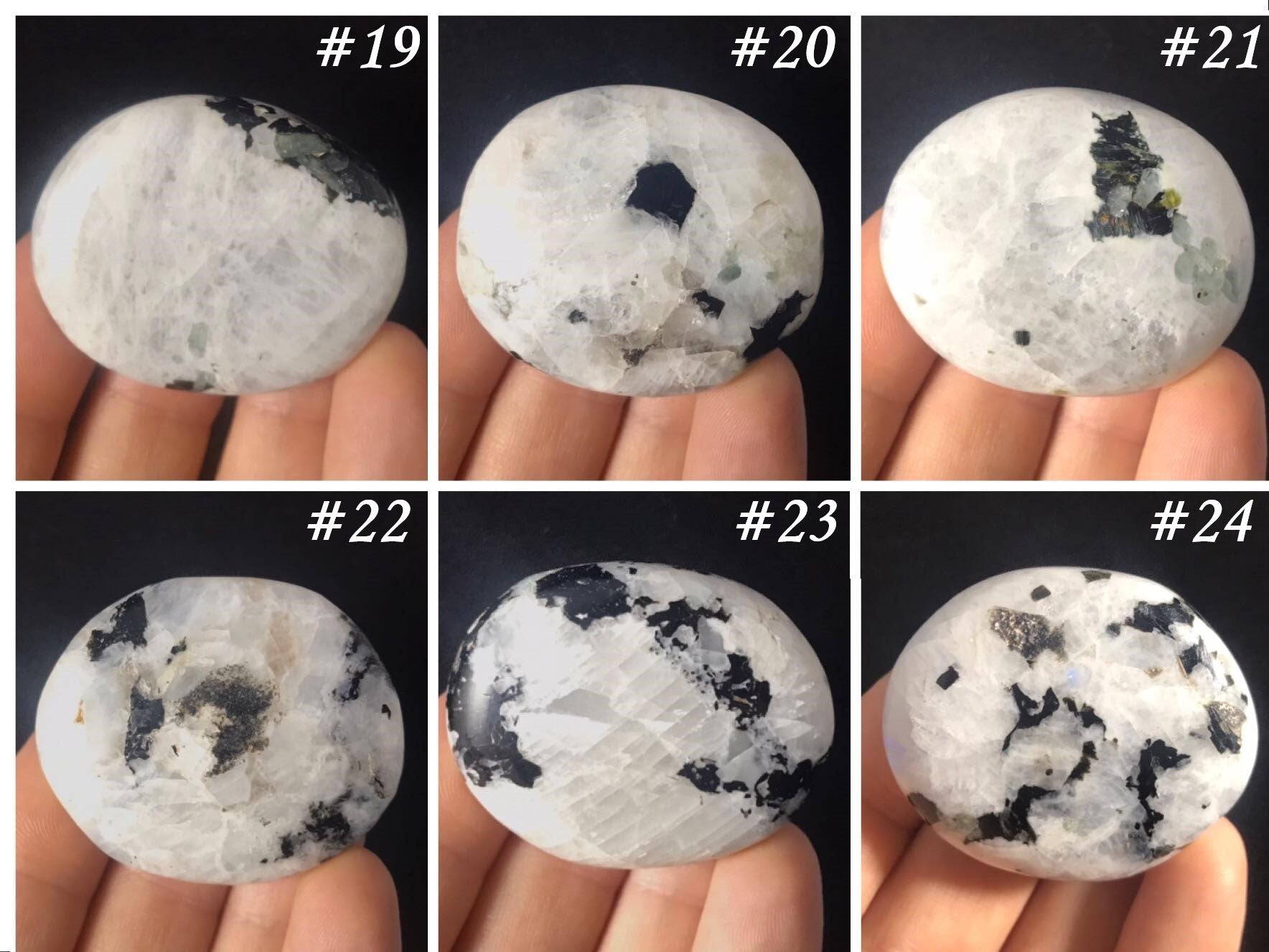 Rainbow Moonstone Palm Stones - Gem Realm
