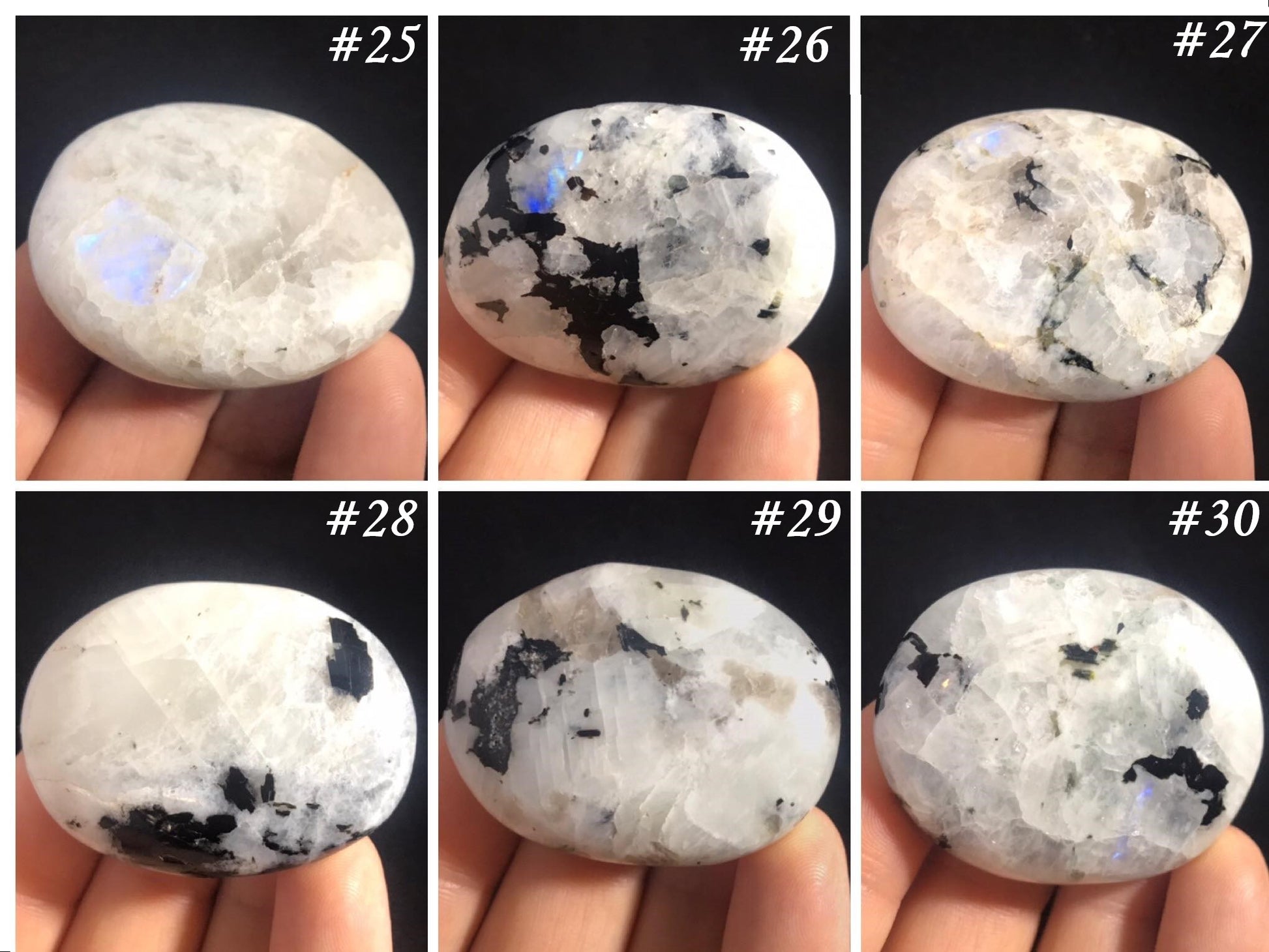 Rainbow Moonstone Palm Stones - Gem Realm