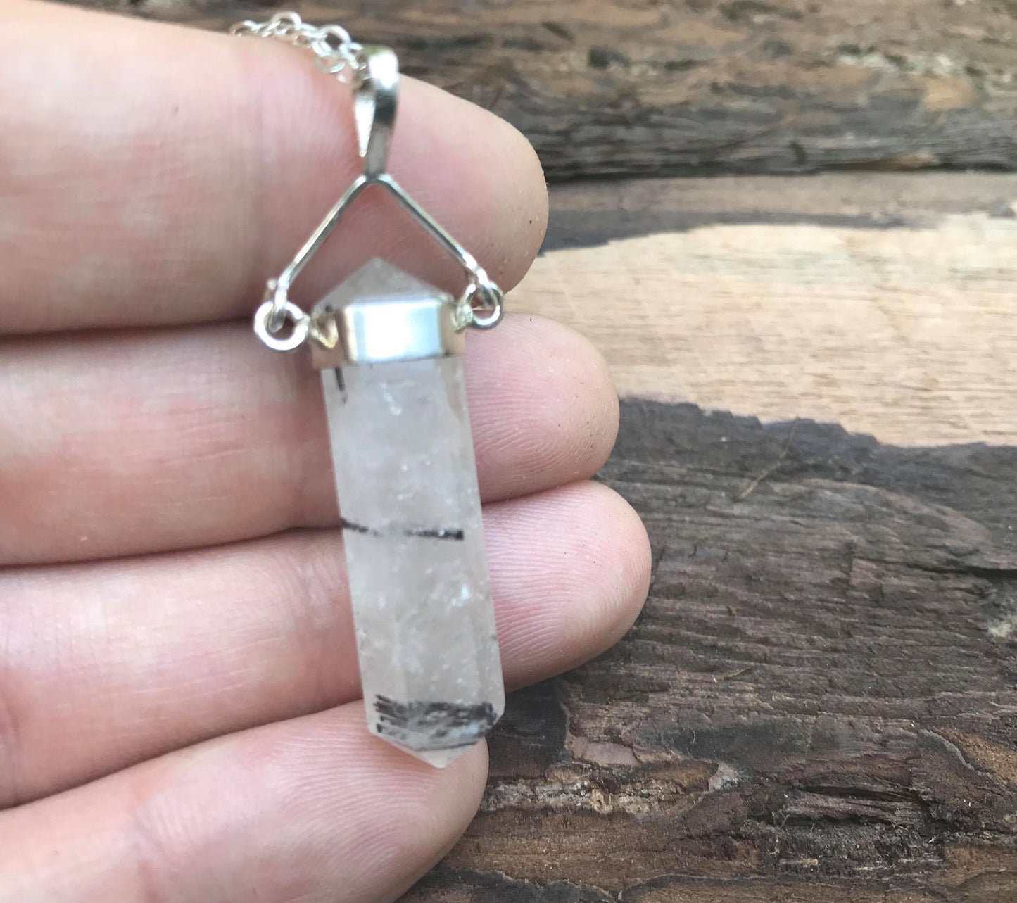 Tourmalinated Quartz Pendant - Gem Realm