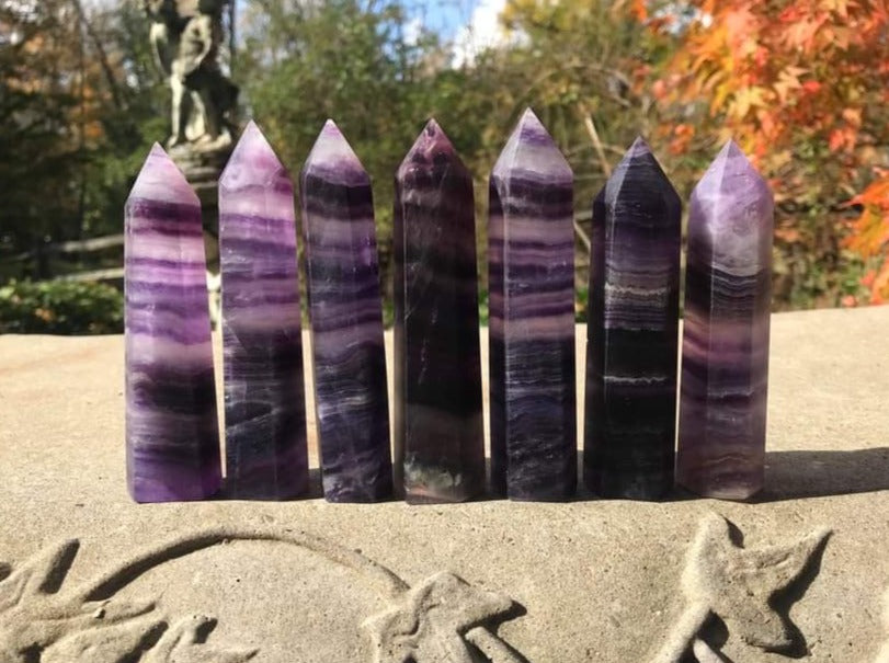 Rainbow Fluorite Towers ~ Dark Purple