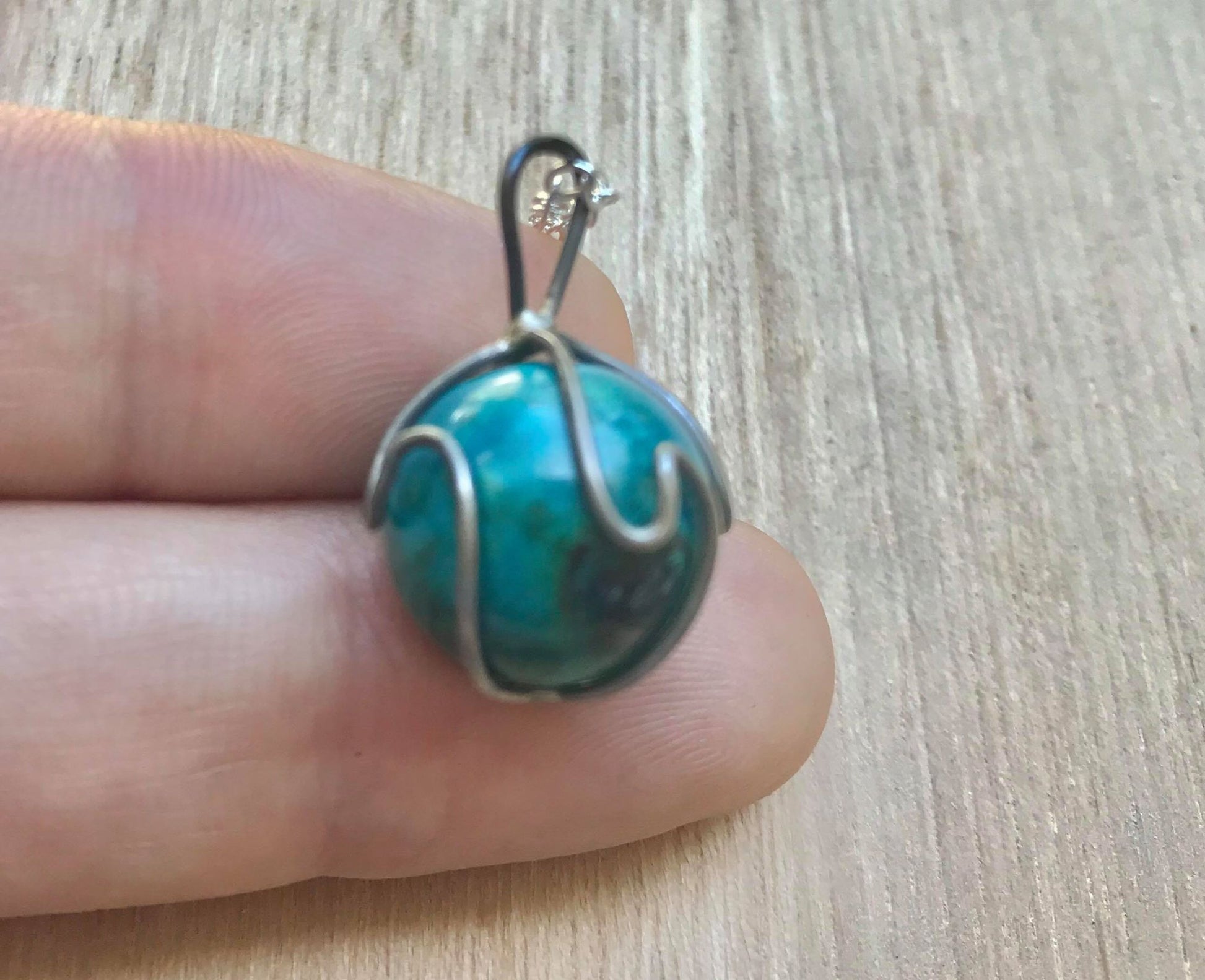 Chrysocolla Sphere Pendant - Gem Realm