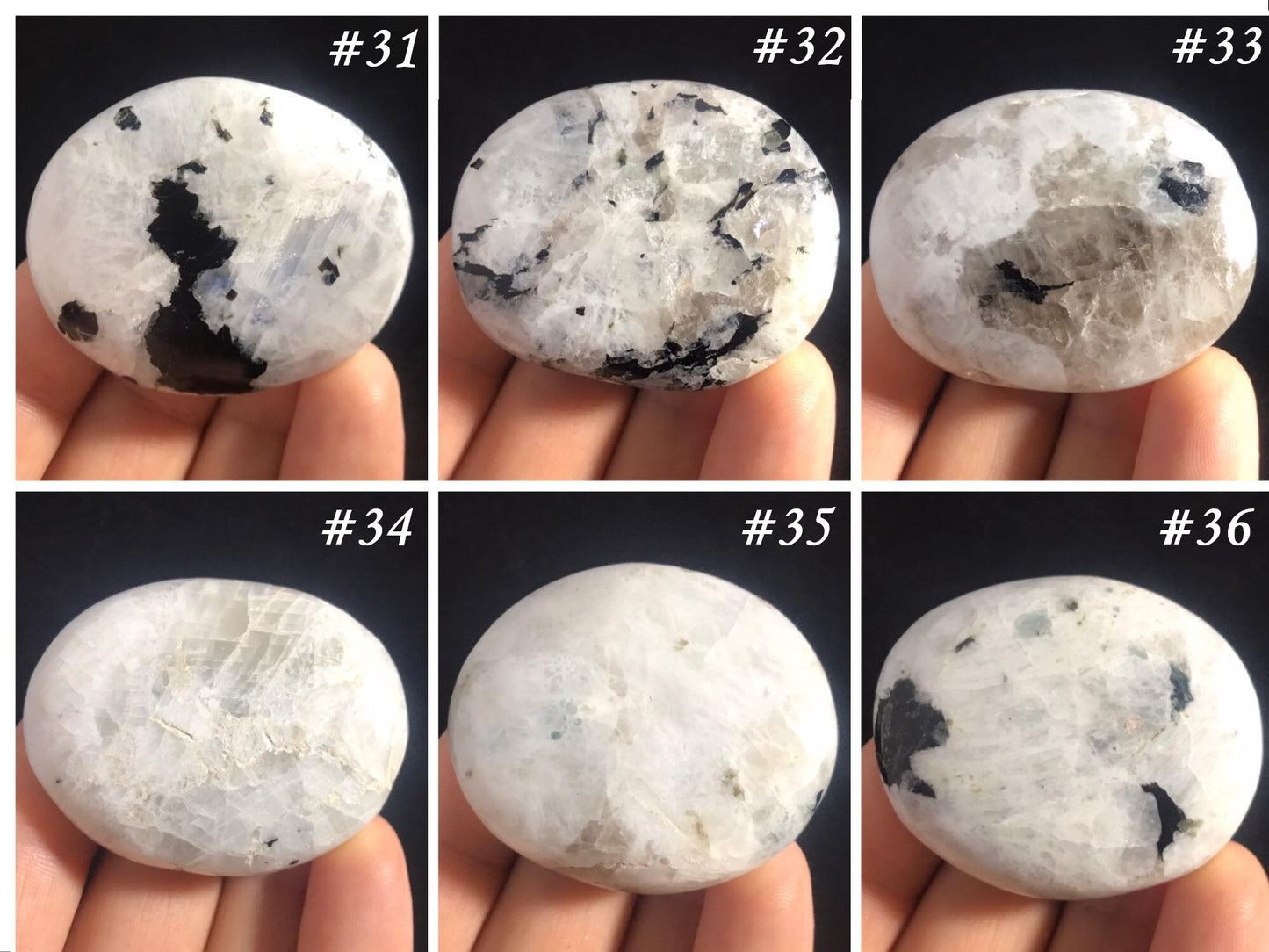 Rainbow Moonstone Palm Stones - Gem Realm