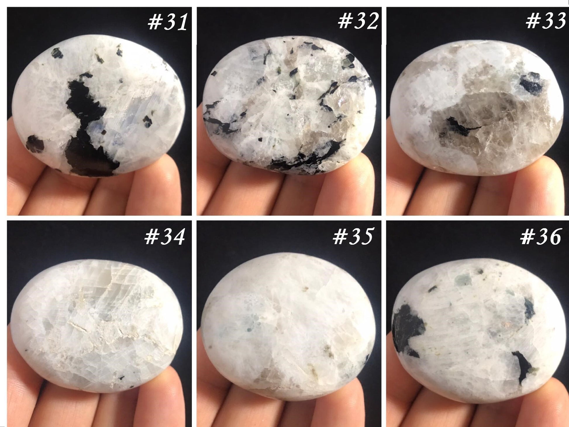 Rainbow Moonstone Palm Stones - Gem Realm
