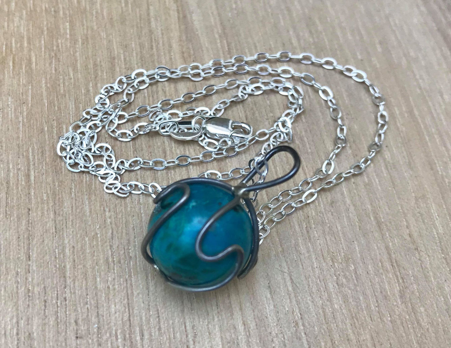 Chrysocolla Sphere Pendant - Gem Realm