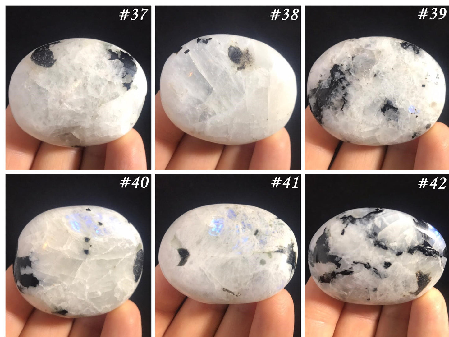 Rainbow Moonstone Palm Stones - Gem Realm