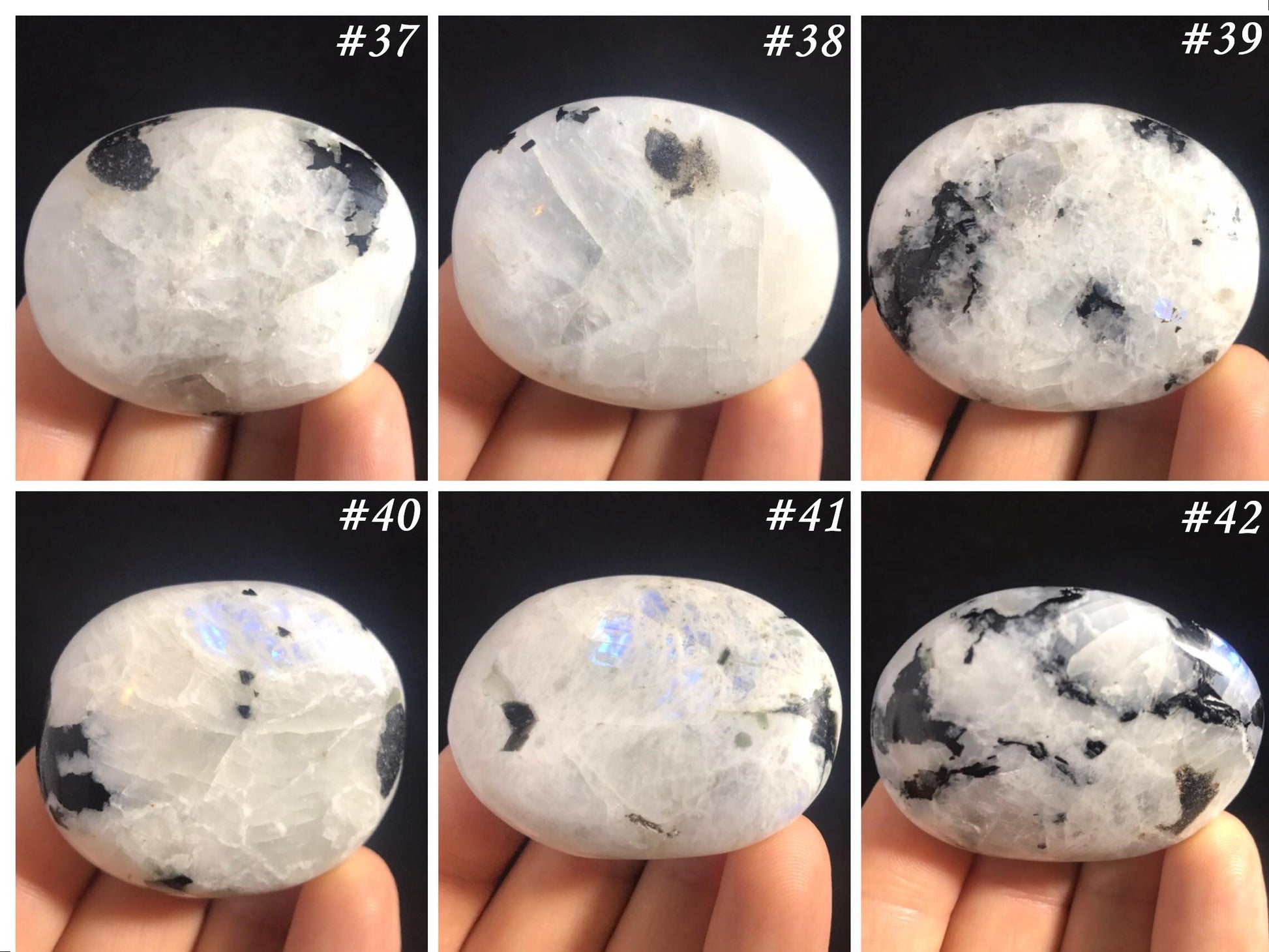 Rainbow Moonstone Palm Stones - Gem Realm