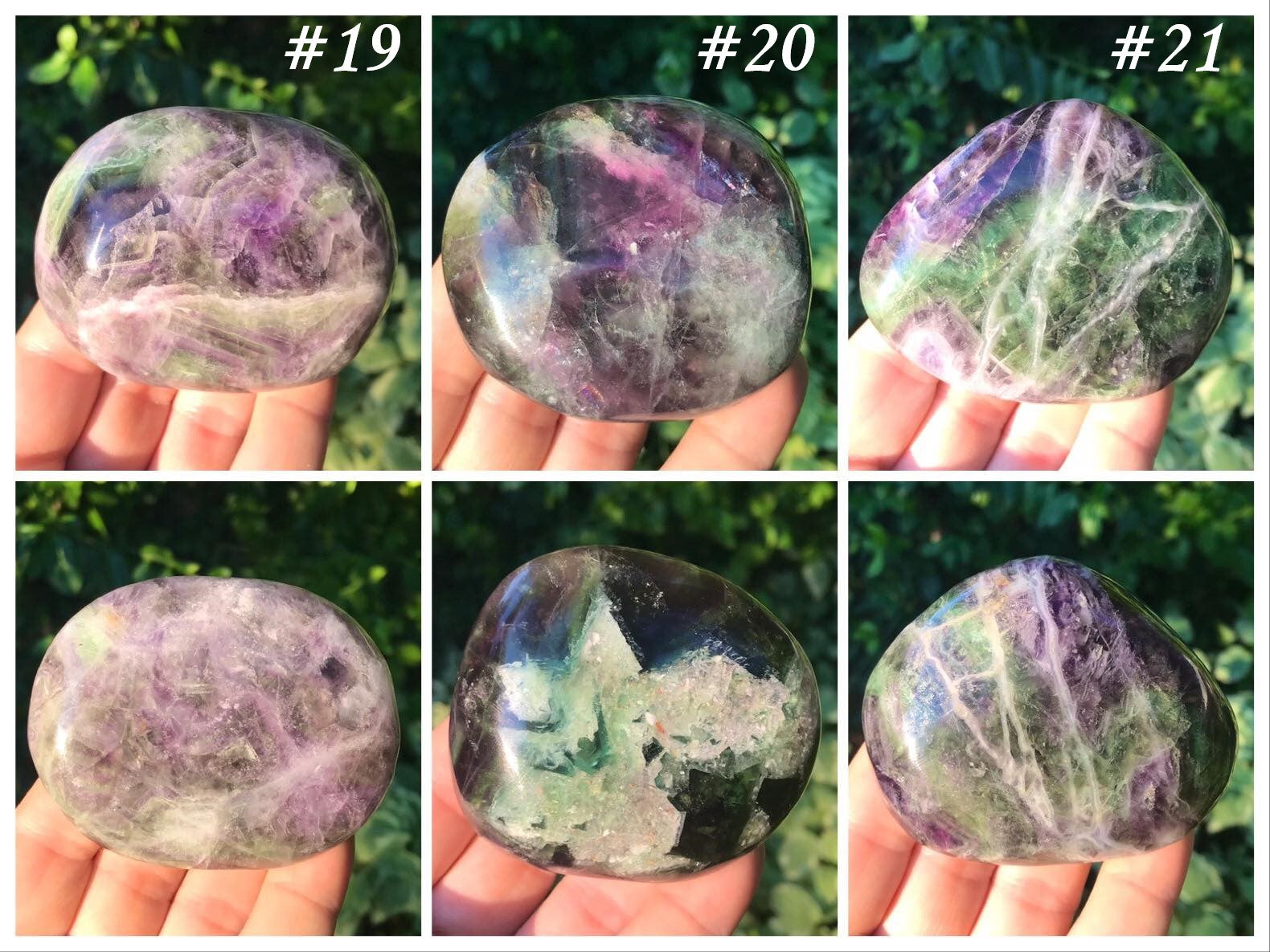 Rainbow Fluorite XXL Tumbled Stones ~ Palm Stones - Gem Realm