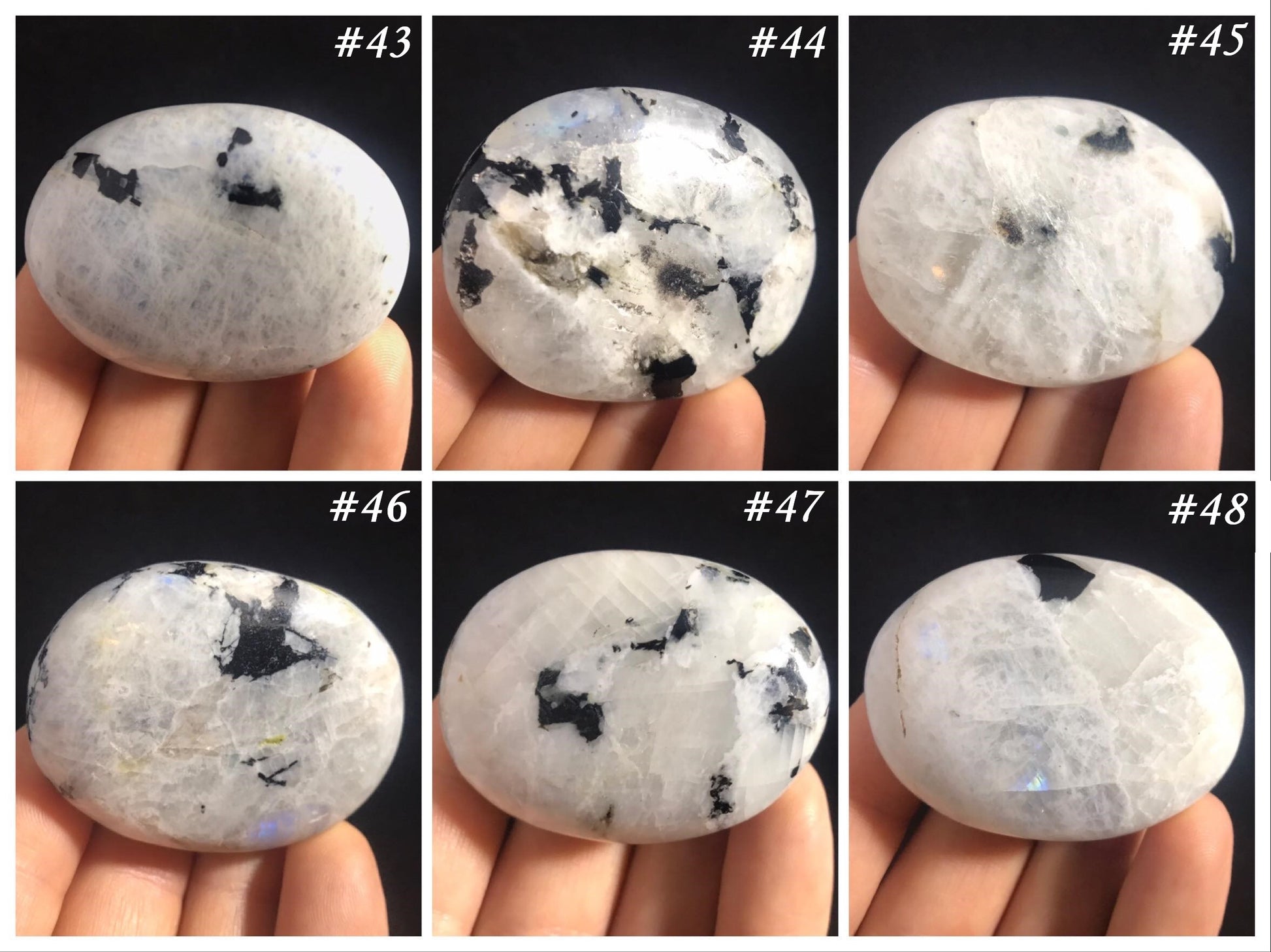 Rainbow Moonstone Palm Stones - Gem Realm