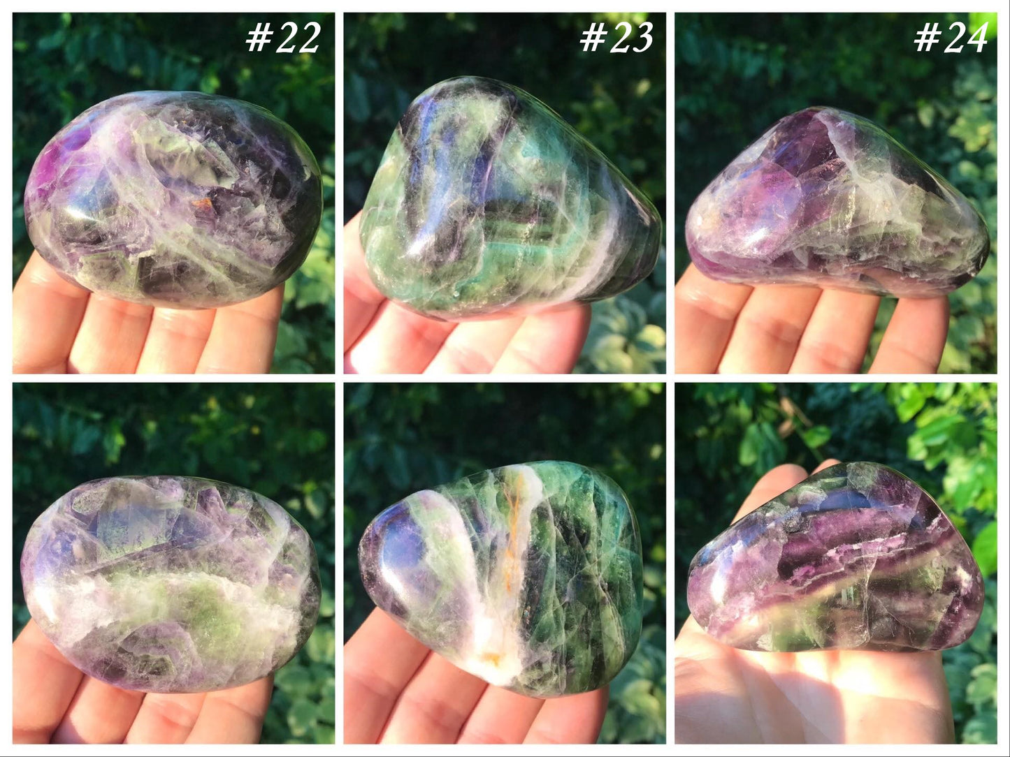 Rainbow Fluorite XXL Tumbled Stones ~ Palm Stones - Gem Realm