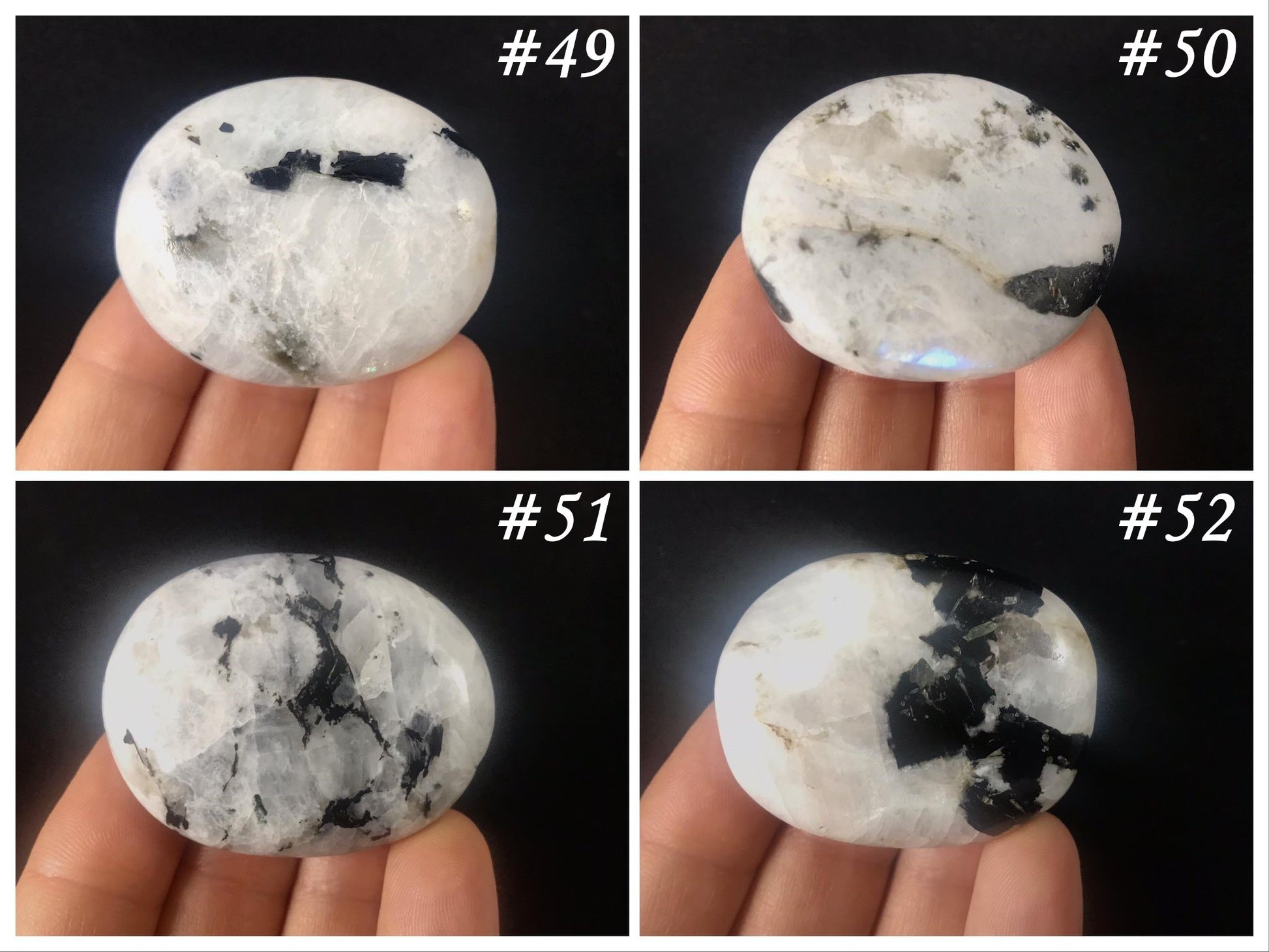 Rainbow Moonstone Palm Stones - Gem Realm