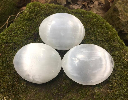 Selenite Palm Stones - Gem Realm 