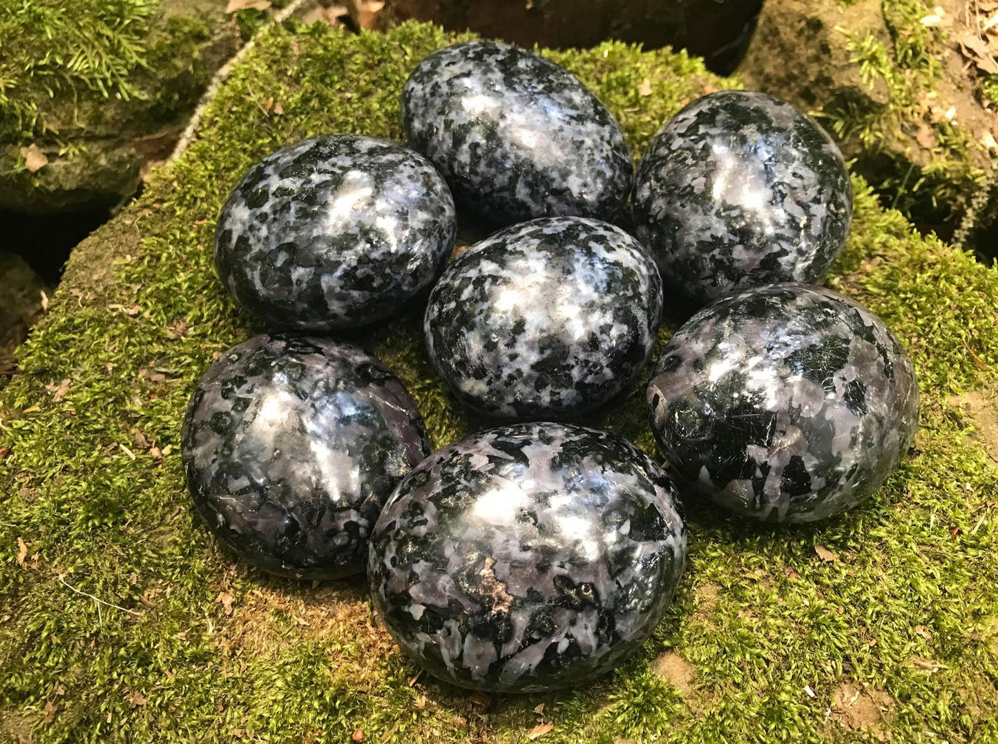 Indigo Gabbro Palm Stones - Gem Realm
