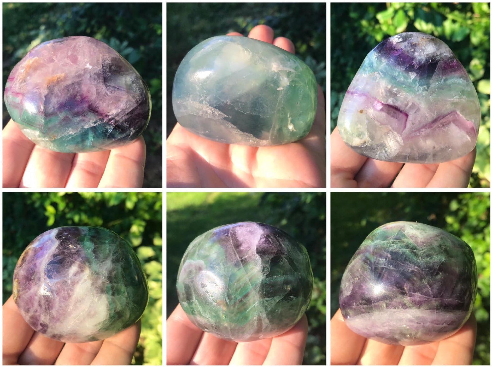 Rainbow Fluorite XXL Tumbled Stones ~ Palm Stones - Gem Realm