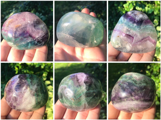 Rainbow Fluorite XXL Tumbled Stones ~ Palm Stones - Gem Realm