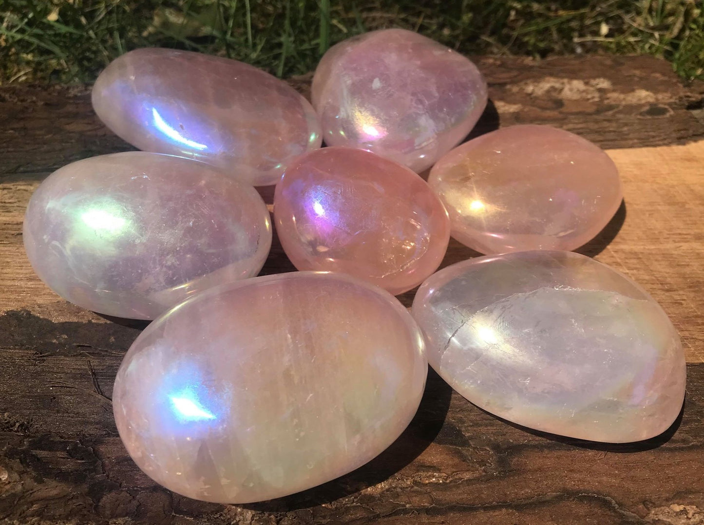 Angel Aura Rose Quartz Palm Stones - Gem Realm