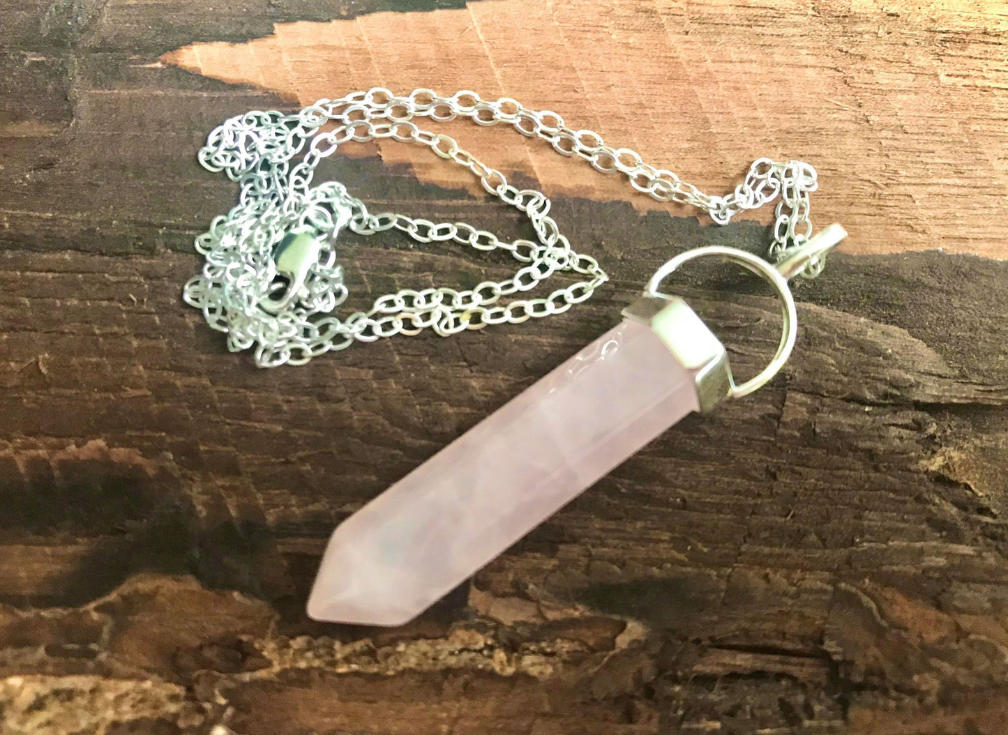 Rose Quartz Crystal Pendant - Gem Realm