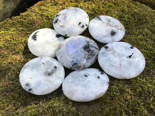 Rainbow Moonstone Palm Stones - Gem Realm 