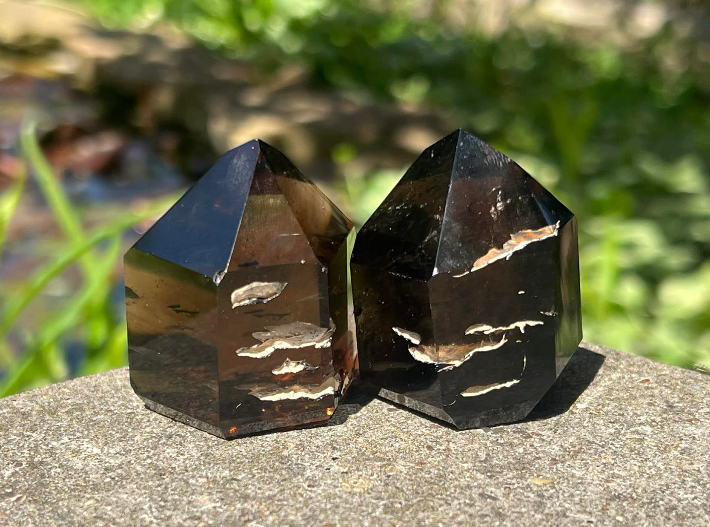 Smoky Quartz Included Tower Duo - Gem Realm 