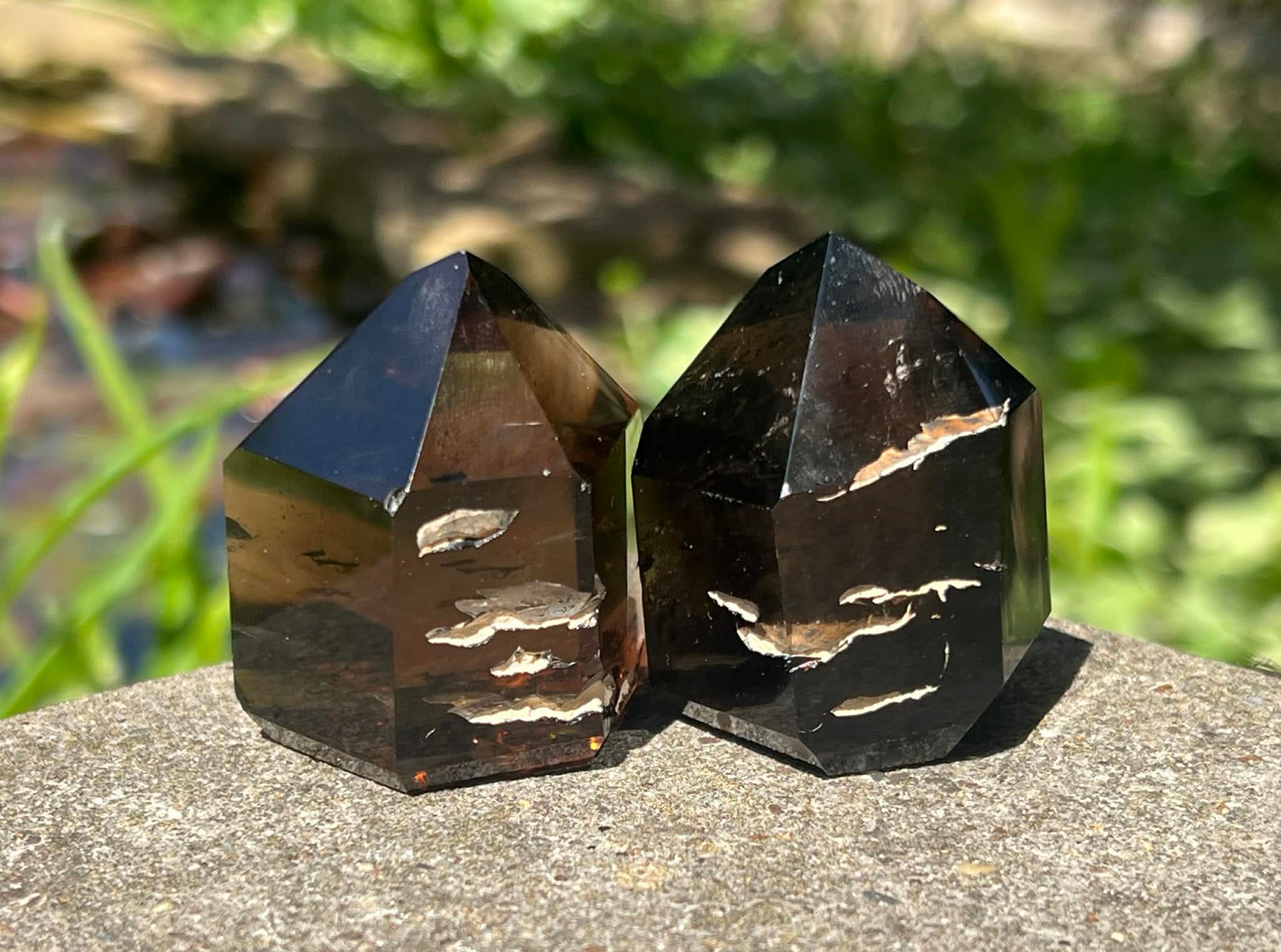Smoky Quartz Included Tower Duo - Gem Realm 