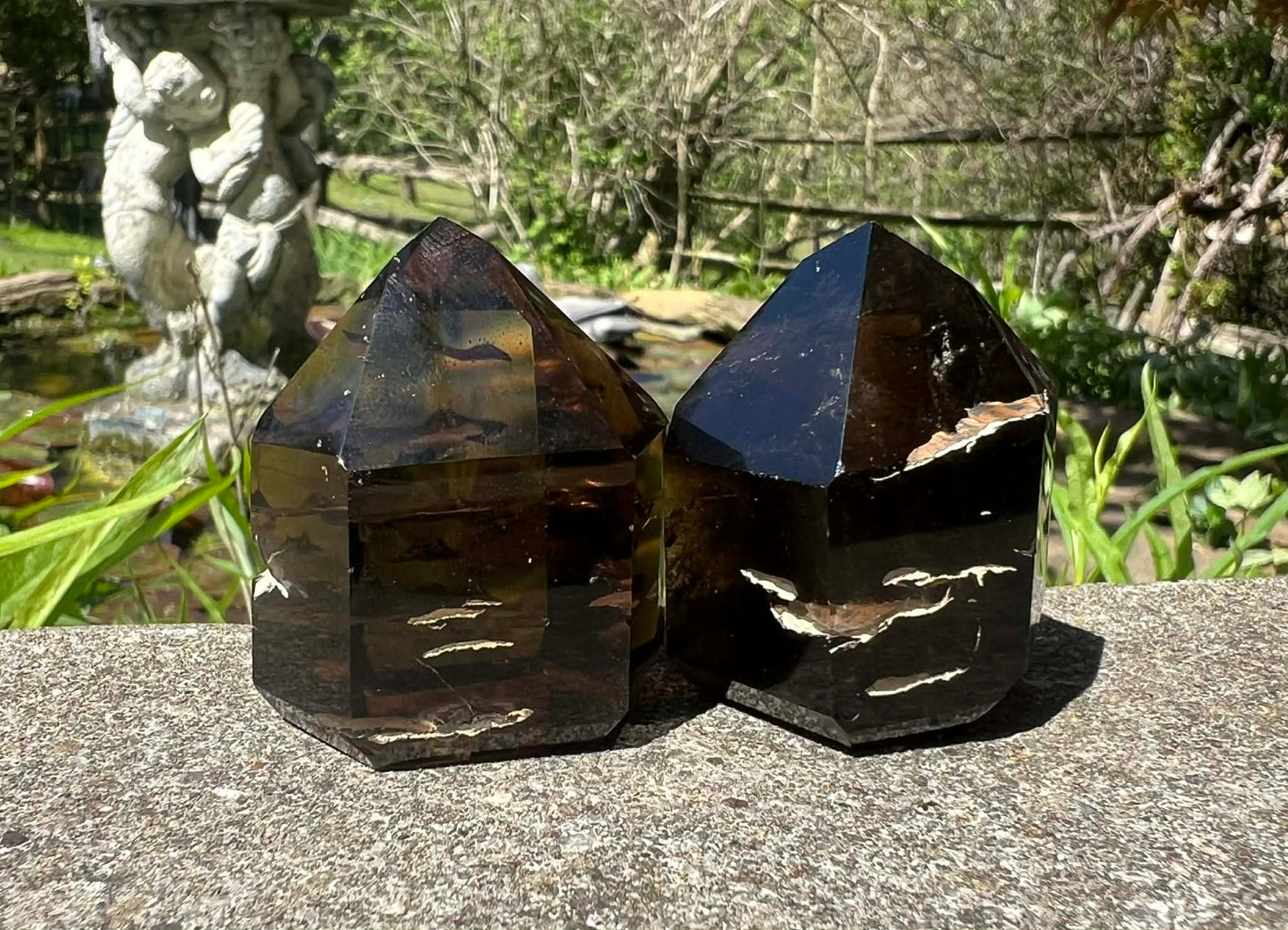 Smoky Quartz Included Tower Duo - Gem Realm 