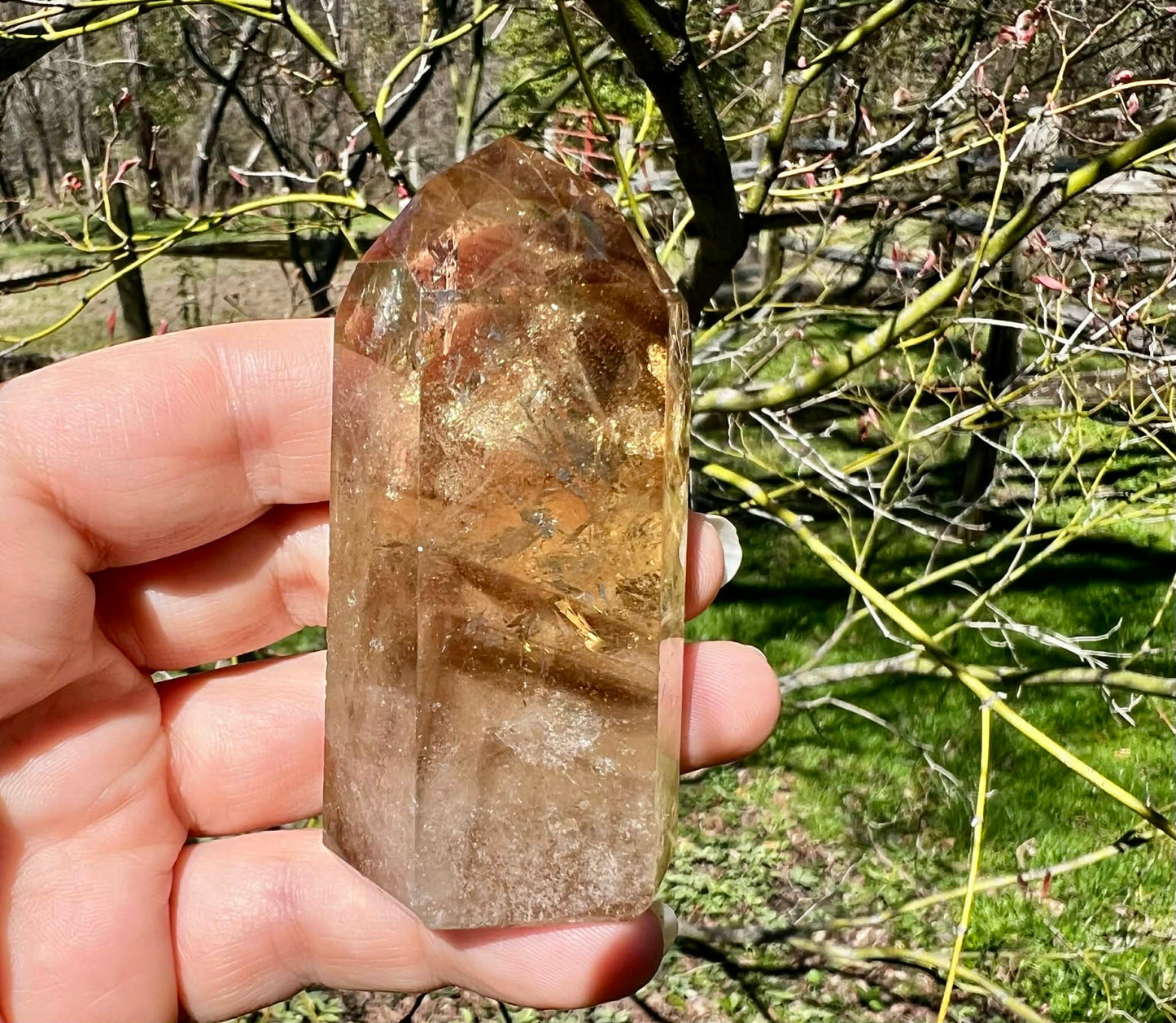 Citrine Tower ~ Smoky Citrine with Phantoms - Gem Realm 