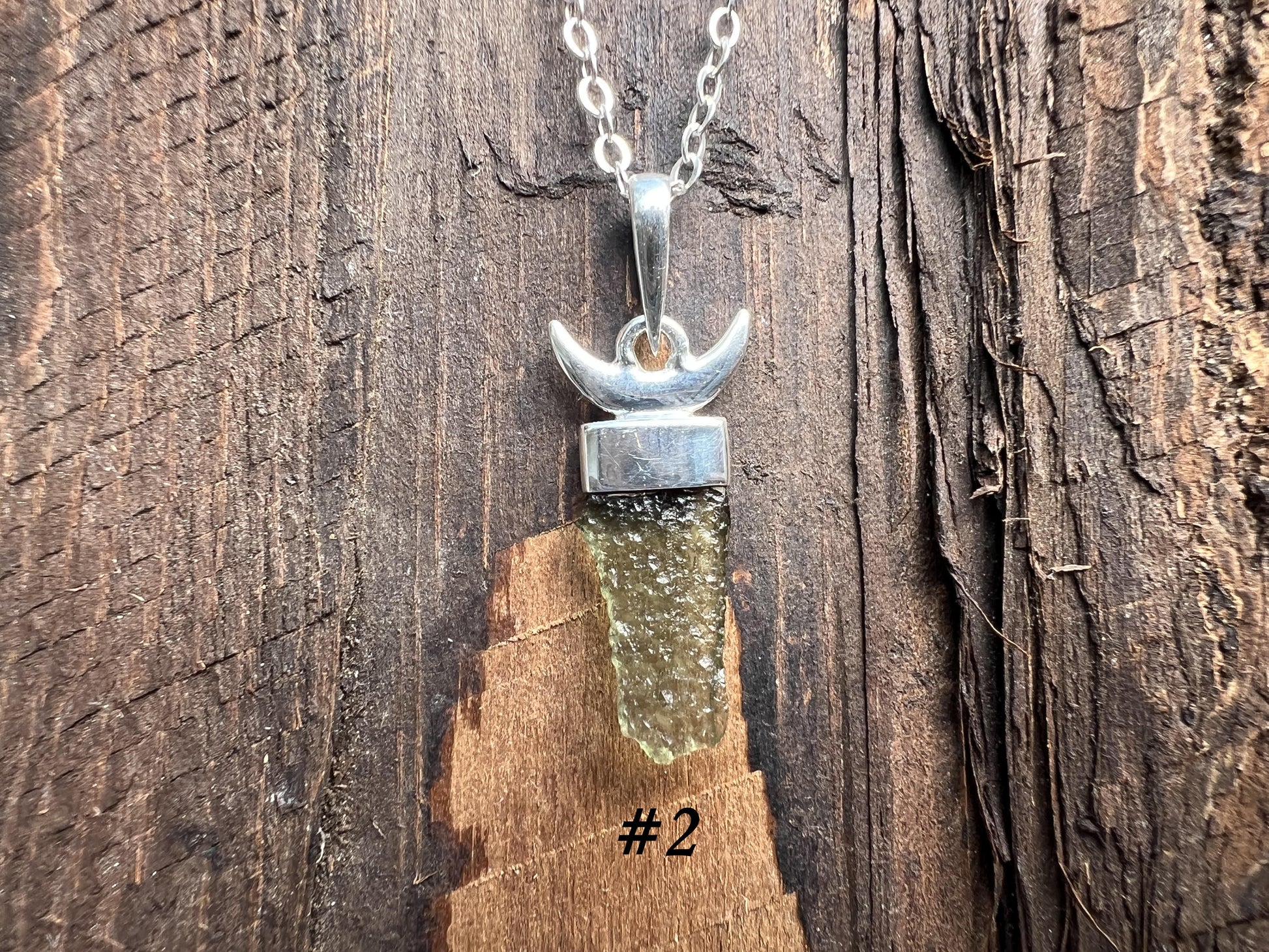 Moldavite Moon Pendant - Gem Realm 