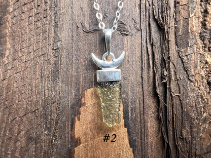 Moldavite Moon Pendant - Gem Realm 