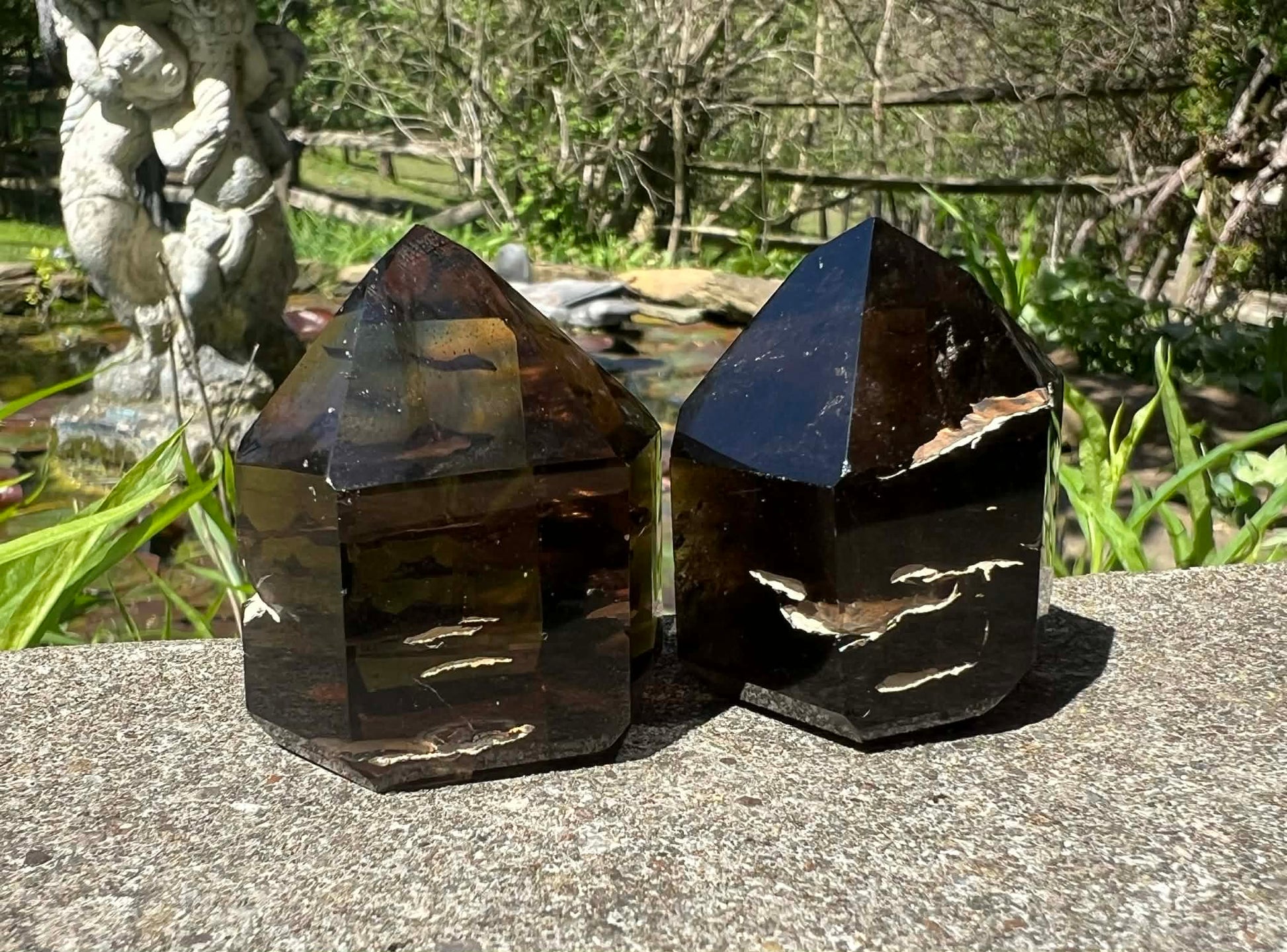 Smoky Quartz Included Tower Duo - Gem Realm 