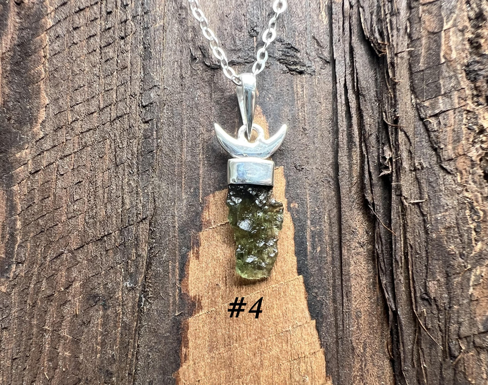 Moldavite Moon Pendant - Gem Realm 