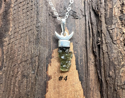 Moldavite Moon Pendant - Gem Realm 