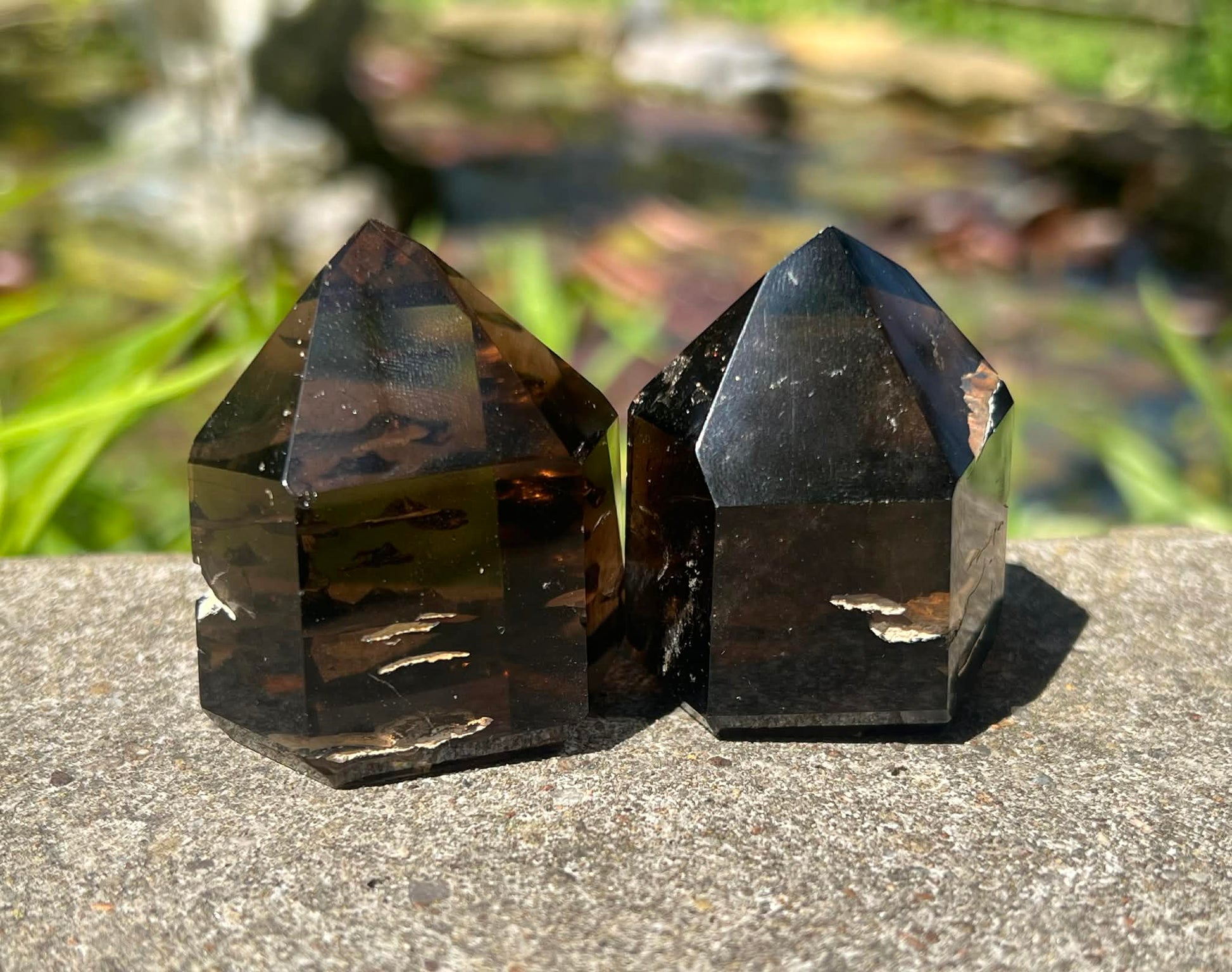 Smoky Quartz Included Tower Duo - Gem Realm 