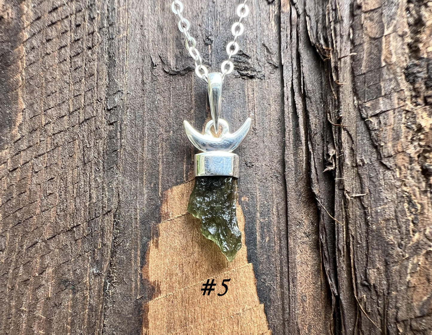 Moldavite Moon Pendant - Gem Realm 