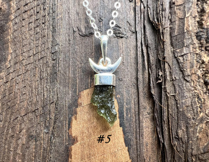 Moldavite Moon Pendant - Gem Realm 