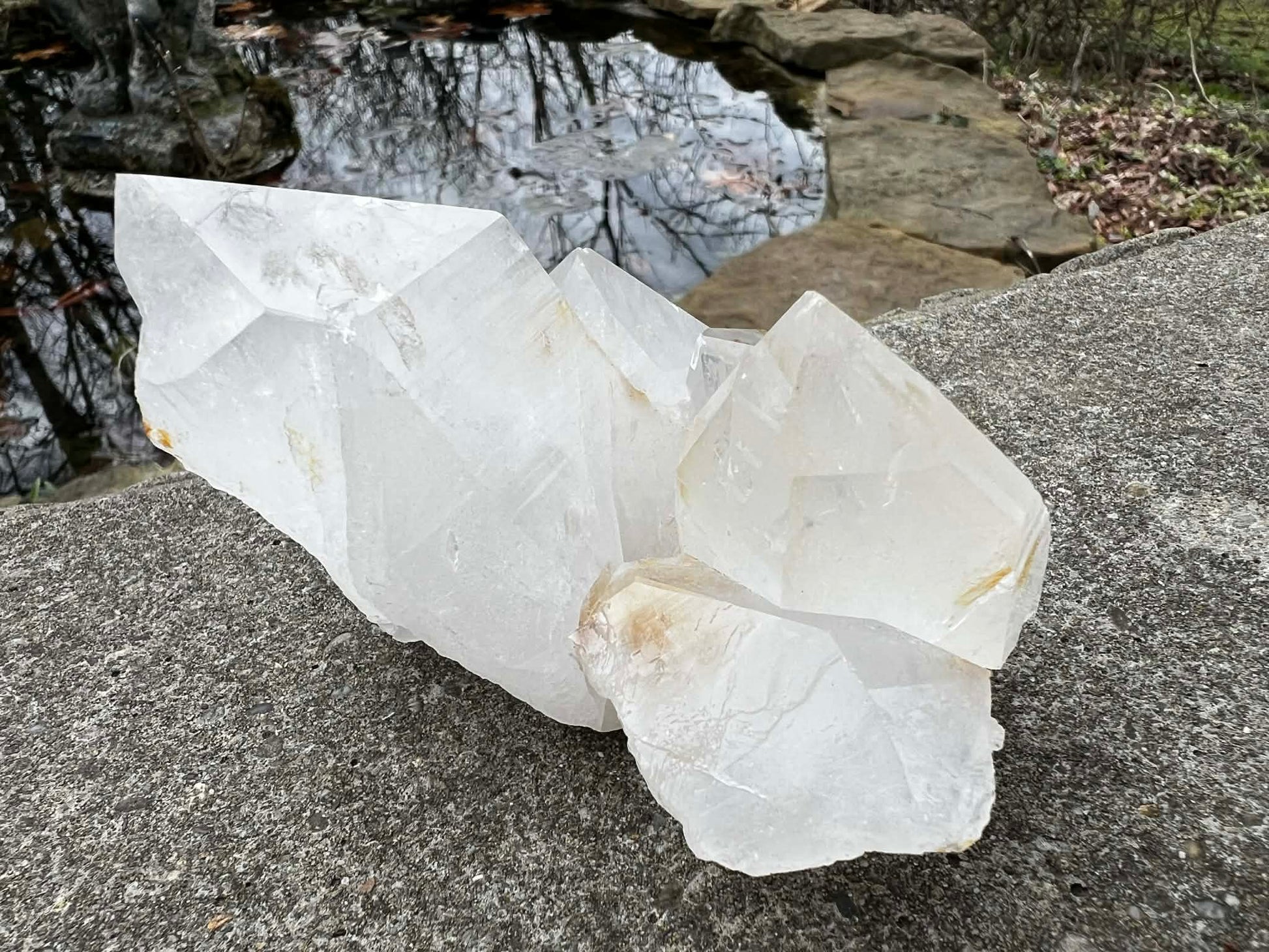 Quartz Crystal Cluster with Hematite Inclusions - Gem Realm 