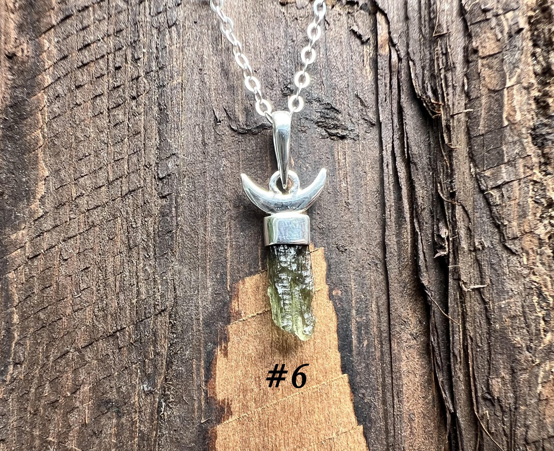 Moldavite Moon Pendant - Gem Realm 
